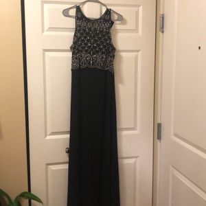 Black jeweled floor length gown